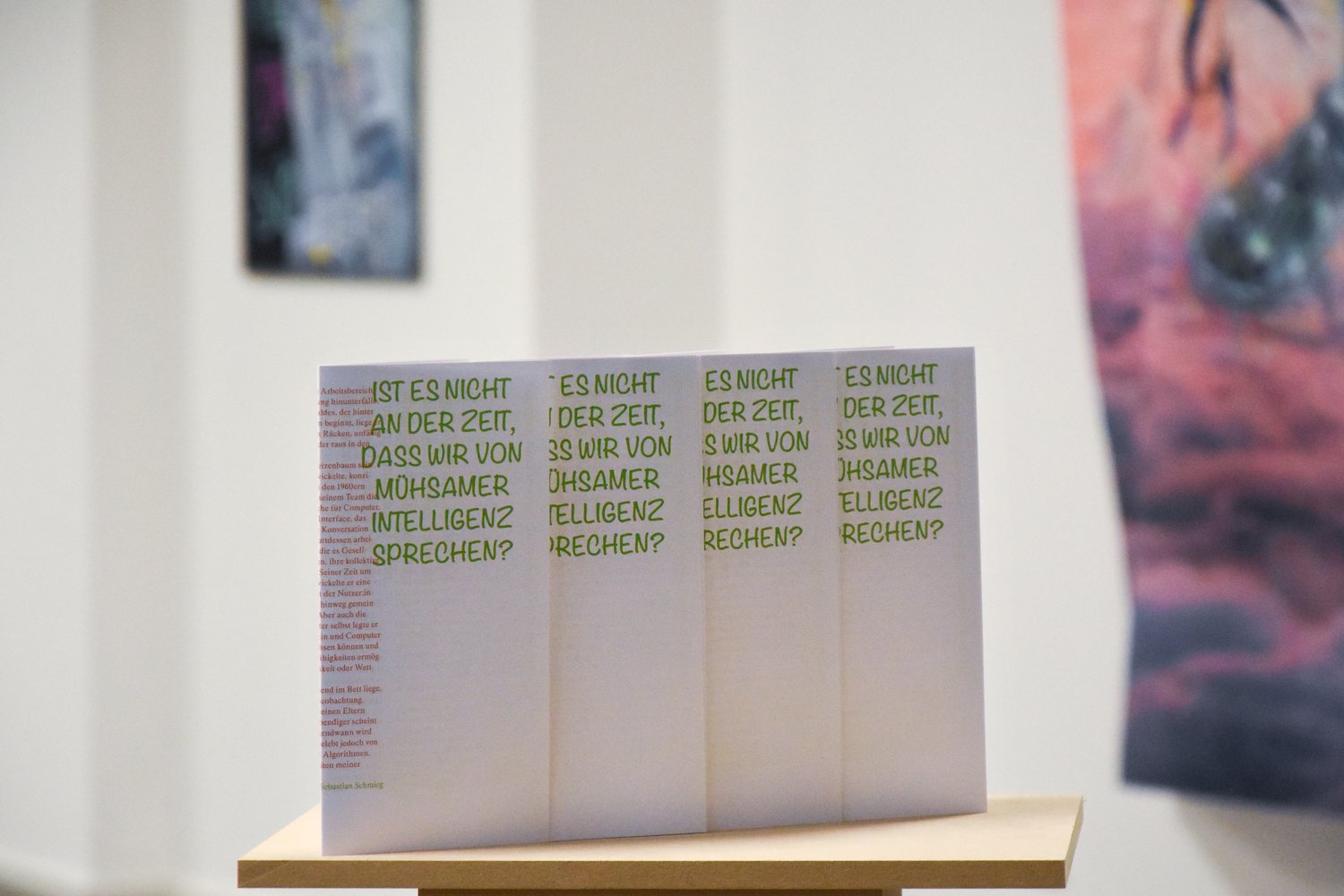 AUTOMATIC DREAMS — standing panels: 'is it not time that we spoke of laborious intelligence?'